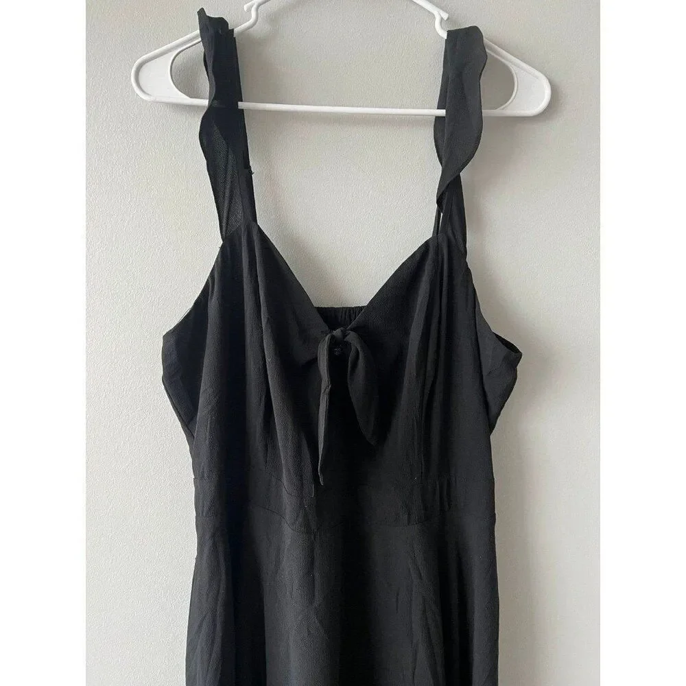 City Chic Plus Size Women Black Coquette Flare Smocking Back Babydoll Dress S/16
